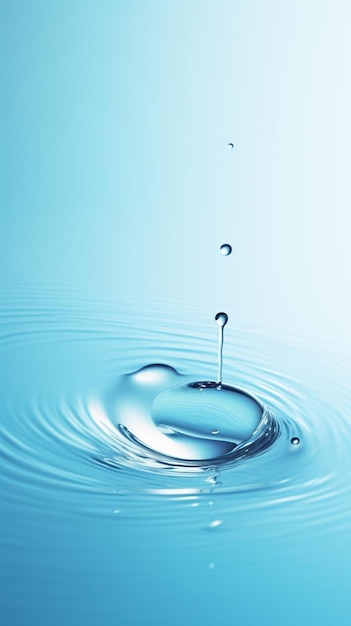 un corazón de agua se refleja en una superficie azul.
