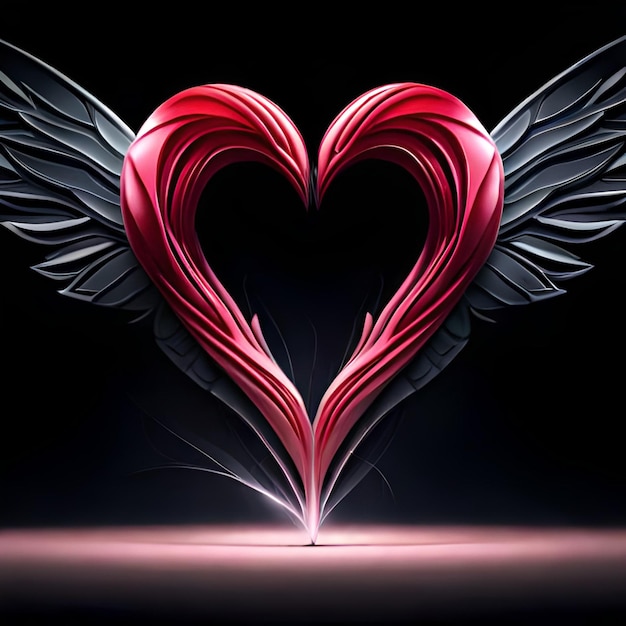 Un corazón con alas que dice 'amor' en él