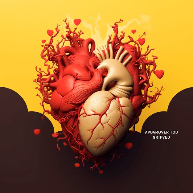 Foto corazón amarillo 3d para la prevención del suicidio