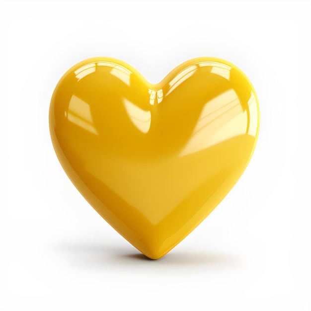 Corazón amarillo aislado sobre fondo blanco IA generativa