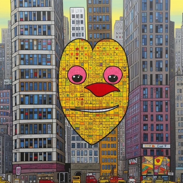 un corazón amarillo con una sonrisa en él