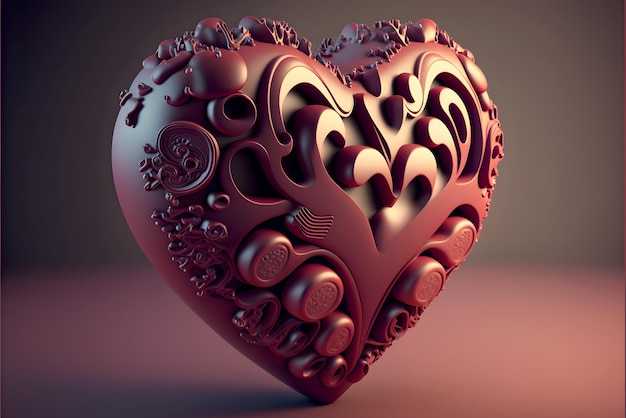 Corazón de amor Generativo AI 3D Render