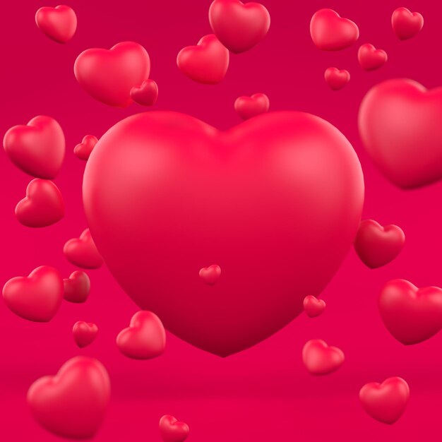 Foto corazón de amor o fondo de san valentín concepto romántico o de boda renderización en 3d