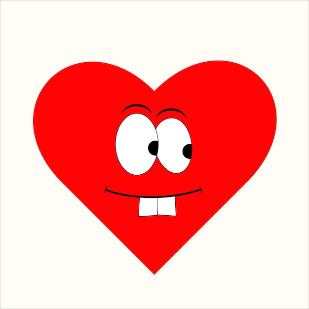 Corazón amor romance o icono de vector rojo del día de San Valentín con emoji kawaii para aplicaciones y sitios web