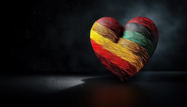 Corazón del arco iris en el concepto del día de San Valentín de fondo negro