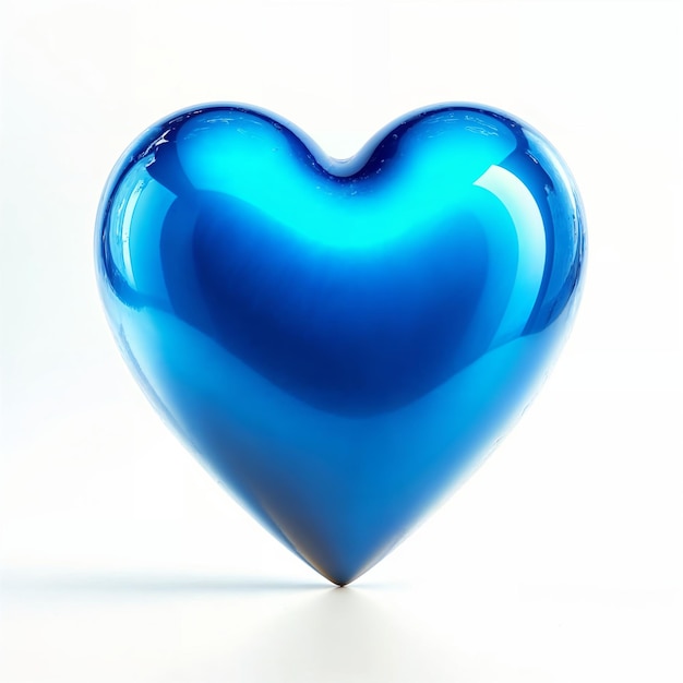 Corazón azul brillante sobre un fondo blanco