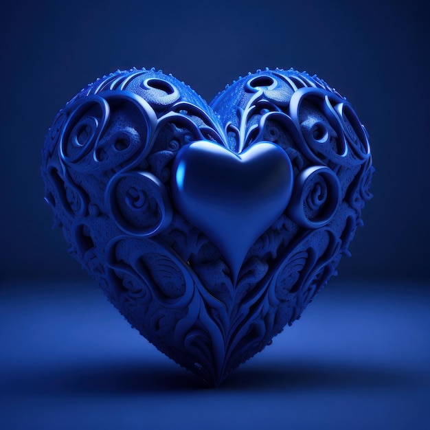 Un corazón azul con un corazón grande.