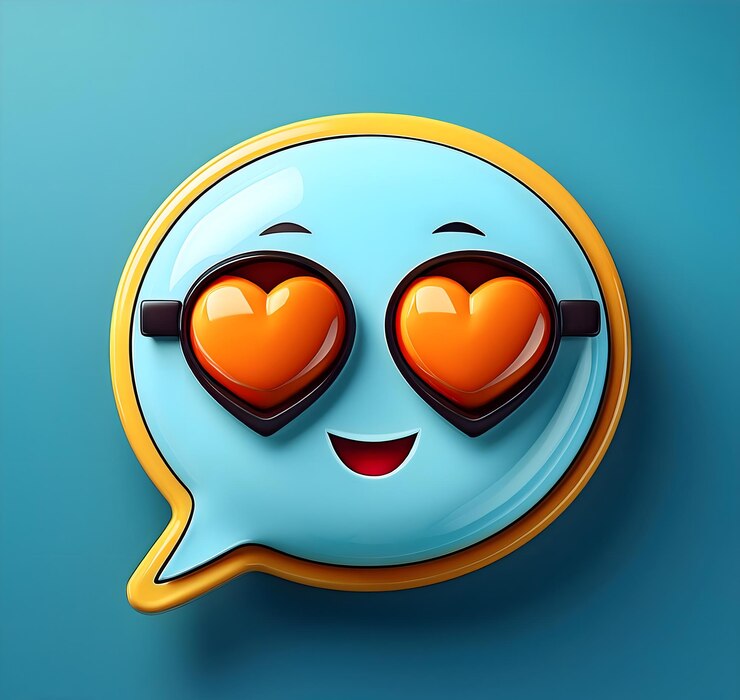 un corazón azul con corazones naranjas en la cara de un fondo azul