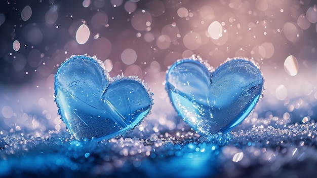 El corazón azul de cristal el día de San Valentín el brillo el lujo el fondo