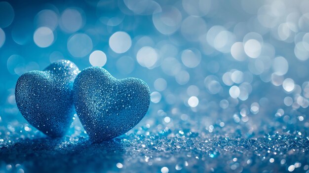 Foto un corazón azul con gotas de agua para el día de san valentín.