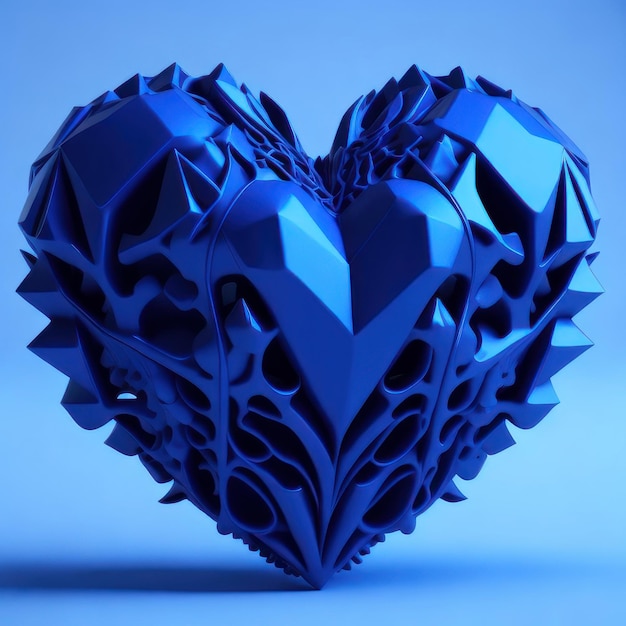 Un corazón azul con muchos huesos.