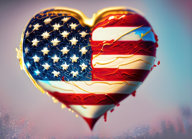 corazón de la bandera americana