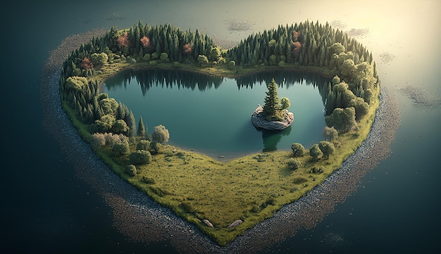 Corazón del bosque naturaleza día de la tierra día mundial del medio ambiente fondo foto ilustración