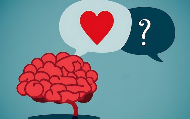 Foto el corazón y el cerebro en dilema