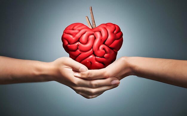 Foto el corazón y el cerebro en dilema