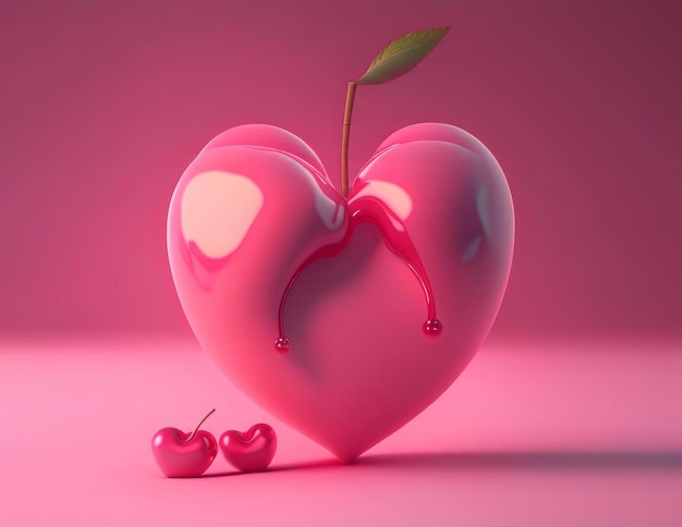 Corazón de cereza rosa generado por IA