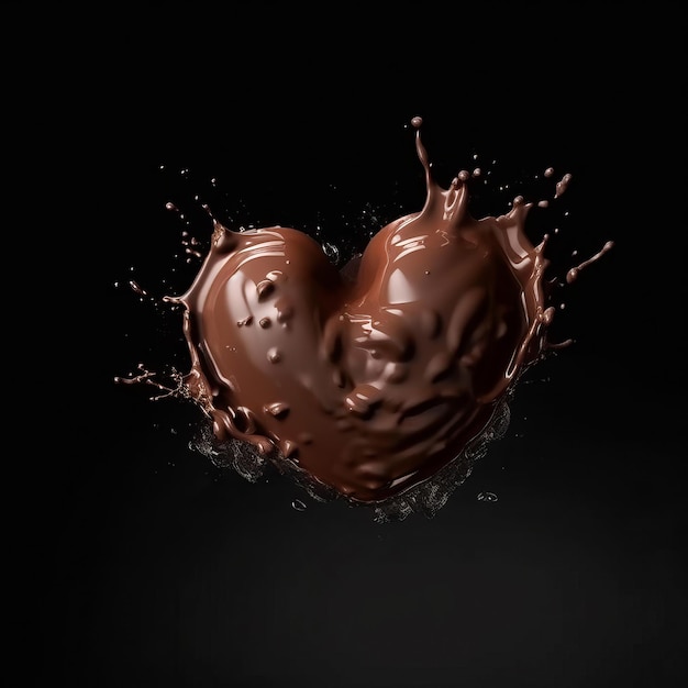 Corazón de chocolate aislado sobre fondo negro