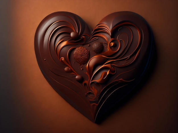 Un corazón de chocolate con la palabra chocolate