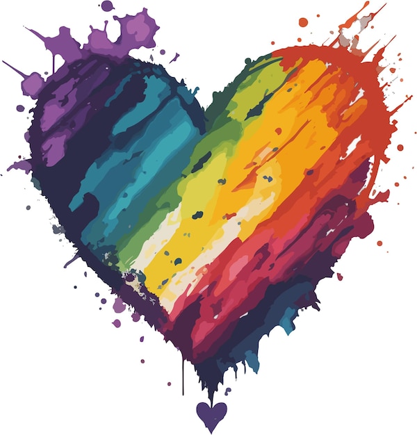corazón en colores del arco iris símbolo LGBT en fondo blanco