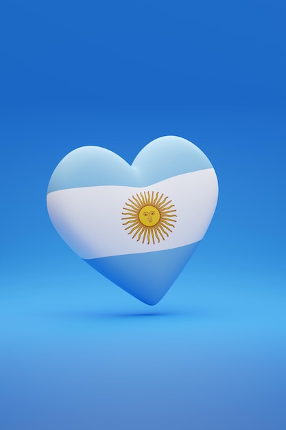 Corazón con los colores de la bandera argentina ilustración 3d