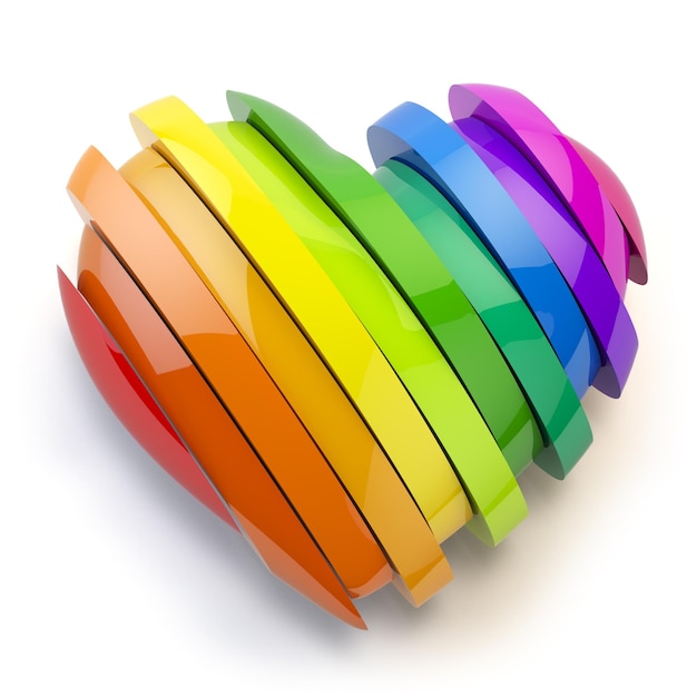 Corazón con colores del orgullo gay Comunidad LGBT Relaciones homosexuales o concepto de amor gay