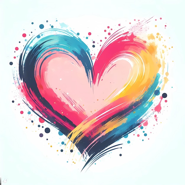 Foto corazon colorido de acuatrela
