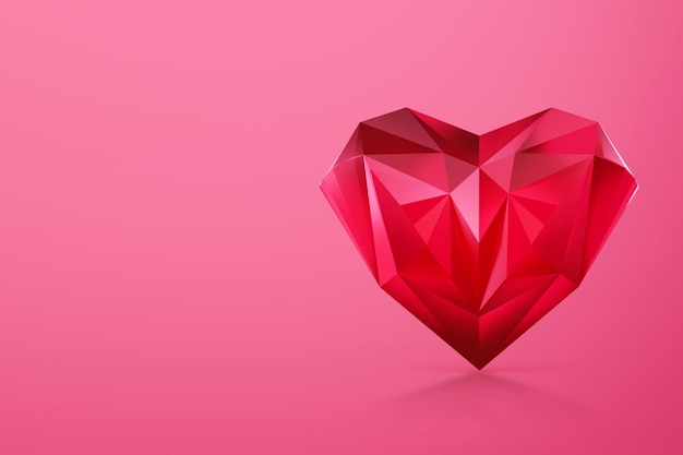 Foto corazón de cristal rojo de lujo san valentín feliz día de san valentín fondo 3d ilustración