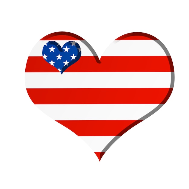 Corazón de cromo creativo con bandera americana