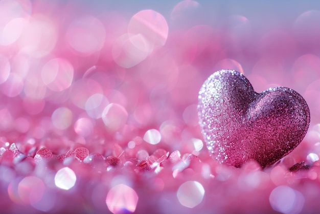 El corazón del día de San Valentín en fondo bokeh