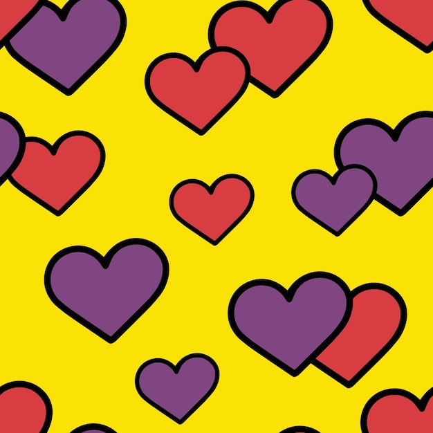 Corazón dibujado a mano con un patrón sin costuras de azulejos de amor