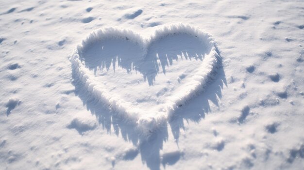 Corazón dibujado en la nieve