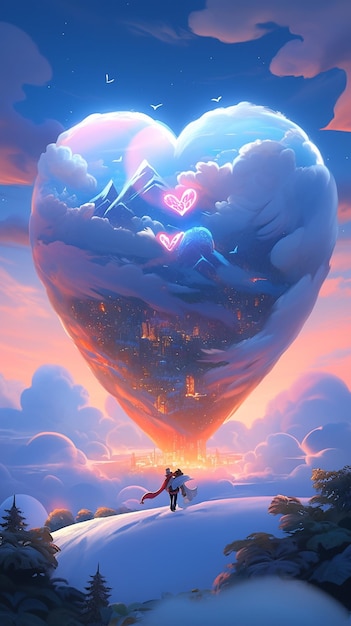 El corazón es un póster de película para la historia de amor de la película.