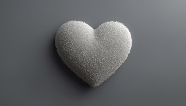 Foto corazón esponjoso en 3d en blanco y negro generado por la ia