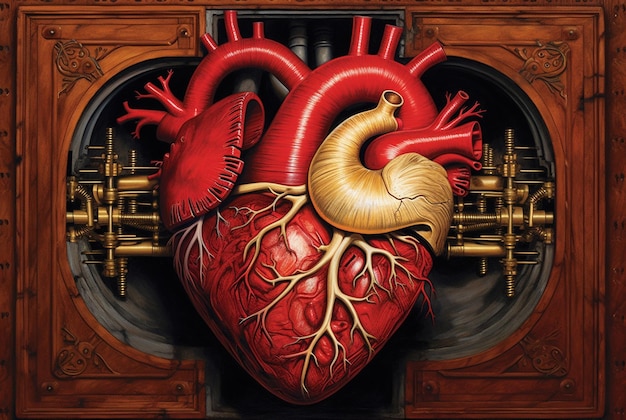 El corazón está representado en un estilo surrealista Un órgano humano Anatomía IA generativa