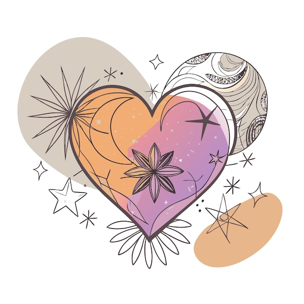 un corazón con una estrella y las palabras " amor " en la parte inferior