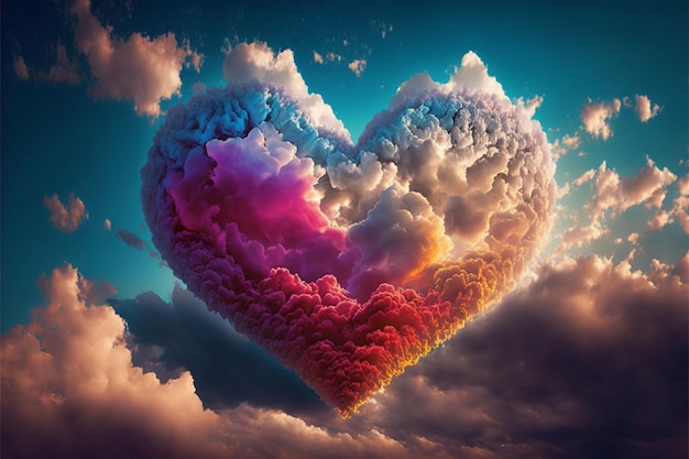 corazón en el fondo de las nubes