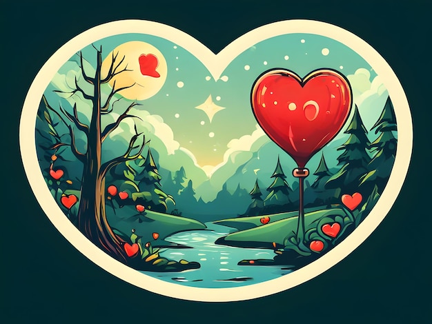 un corazón en forma de corazón con un corazón en el medio del bosque