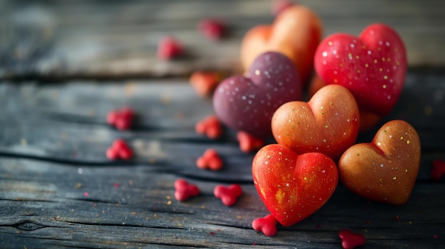 Foto corazón en forma de fondo de madera feliz día de san valentín