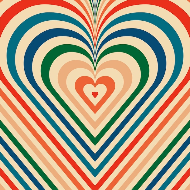 Corazón de forma de fondo de ranura retro psicodélico