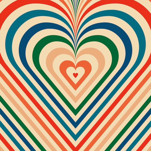 Corazón de forma de fondo de ranura retro psicodélico