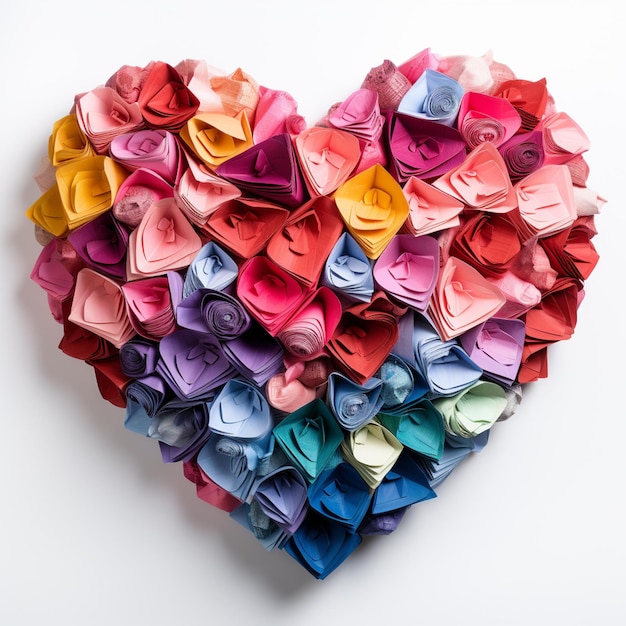 Un corazón en forma de papel reciclado para la sostenibilidad, la creatividad y la expresión del amor.