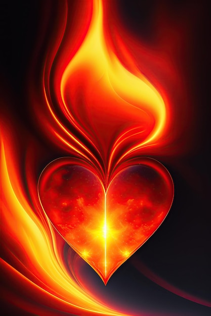 Un corazón de fuego brillante