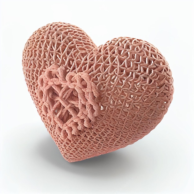 Corazón de ganchillo amor crochet y tejer render 3d