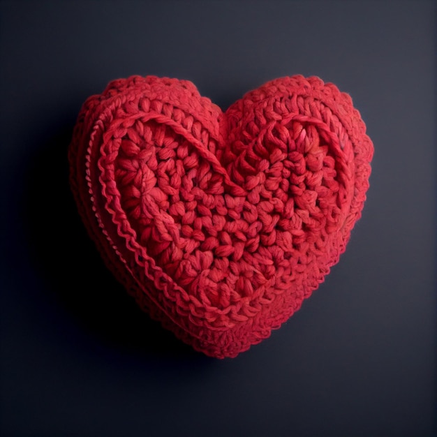 Corazón de ganchillo amor crochet y tejer render 3d