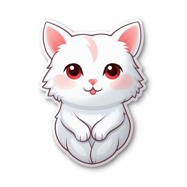 Corazón de gato Kawaii sobre un fondo blanco