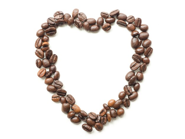 Foto corazón de los granos de café