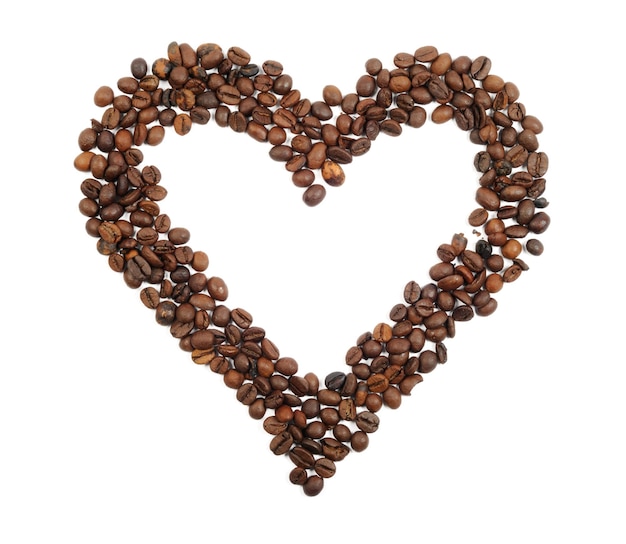 corazón de granos de café