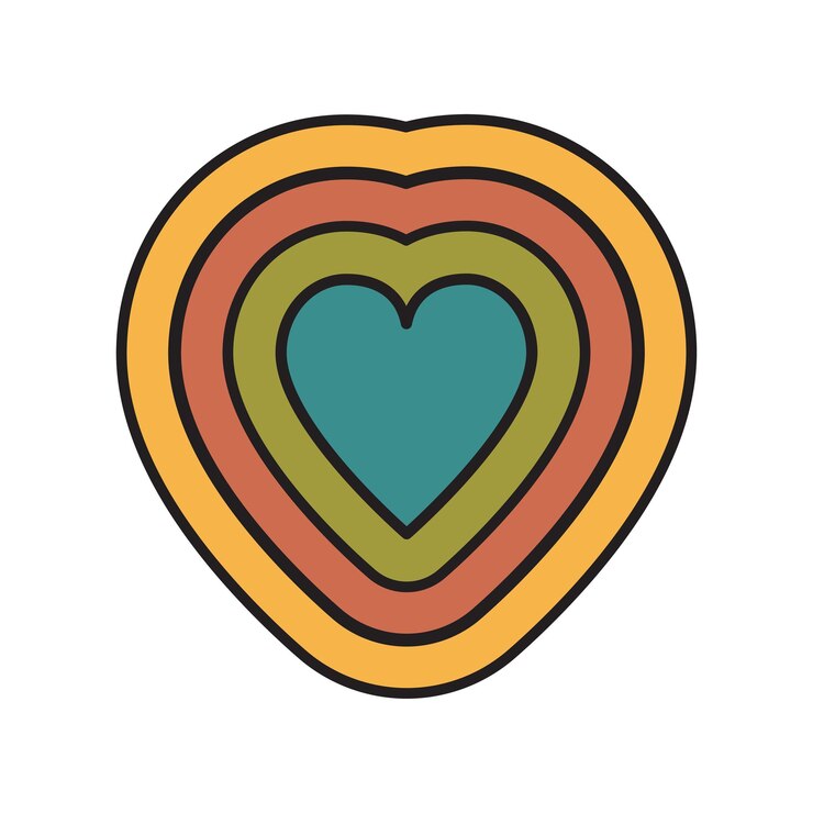 El corazón groovy png ilustración de amor fondo transparente