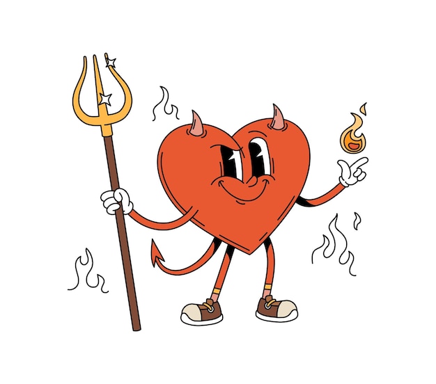 El corazón de Halloween de dibujos animados con cuernos de diablo