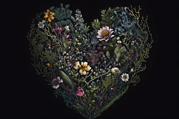 Corazón hecho de flores